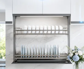 Kệ bát đĩa nâng hạ điện lên xuống cảm ứng thông minh BG - KCVIP01.800 – Nâng tầm chuẩn Smart Kitchen hiện đại