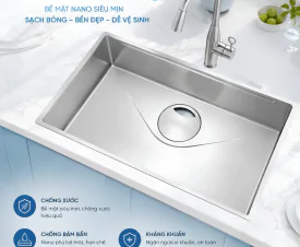 CHẬU RỬA BÁT BG - 8045FDA QUICK – CÔNG NGHỆ VOLCANO ĐỊNH NGHĨA LẠI CHUẨN CHỐNG XƯỚC THẾ HỆ MỚI