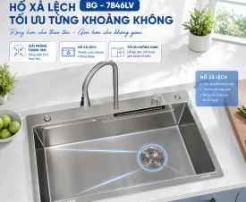 Chậu Liền Vòi BG - 7846LV – Thiết Kế 1 Hộc Rộng Rãi, Hố Xả Lệch Thông Minh, Kiến Tạo Gian Bếp Hiện Đại