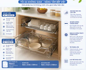 Giá Bát Đĩa Nan Dẹt BG - KC02A.700 & Giá Xoong Nồi Nan Dẹt BG - KC02B.700 – Bộ Đôi Lưu Trữ Thông Minh Cho Căn Bếp Hiện Đại