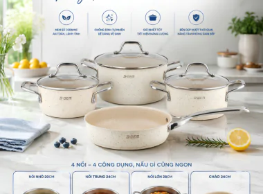 Bộ Nồi Ceramic BG - 868 EVIAN – Tinh Hoa Men Sứ Châu Âu, Nâng Tầm Mọi Bữa Ăn Gia Đình