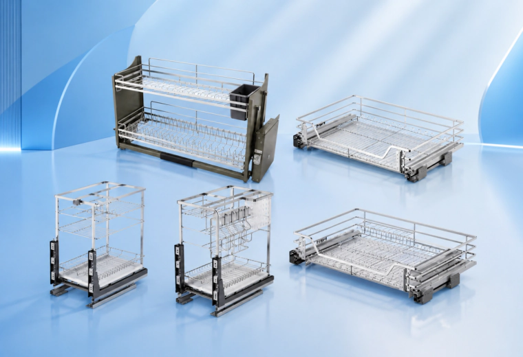 Kệ bát đĩa nâng hạ điện lên xuống cảm ứng thông minh 