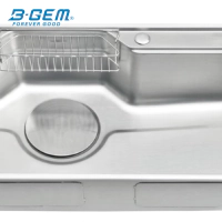 B-Gem - WH - CHẬU BÁN NGUYỆT INOX 304 CÔNG NGHỆ LINEN