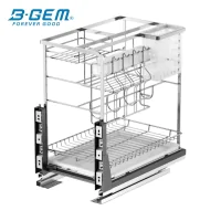 KỆ DAO THỚT NAN DẸT INOX 304 RAY GIẢM CHẤN BGKDT02