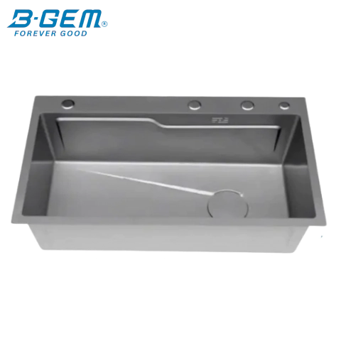 B-Gem - HQ - CHẬU 1 HỘC INOX 304 NANO ĐEN