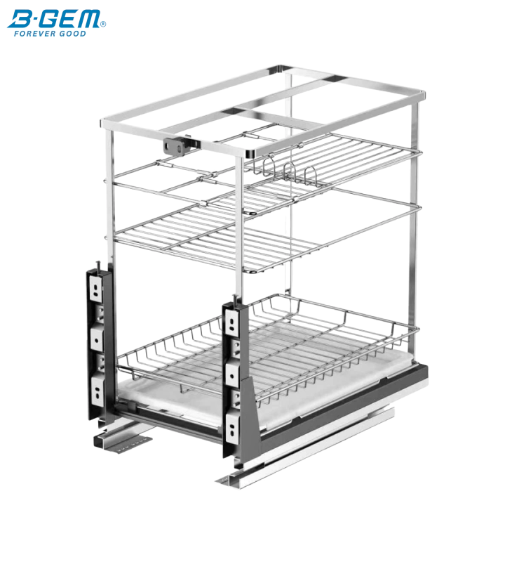 KỆ GIA VỊ NAN DẸT INOX 304 RAY GIẢM CHẤN BGKGV01