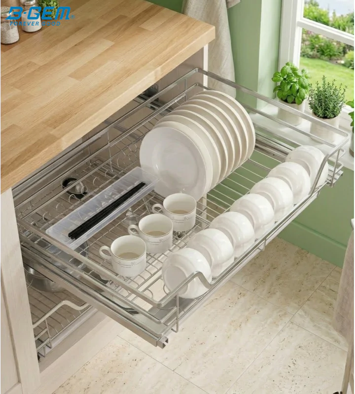 GIÁ BÁT ĐĨA NAN DẸT INOX 304 CAO CẤP, HỆ DẪN HƯỚNG CHỐNG RUNG BGKC02A