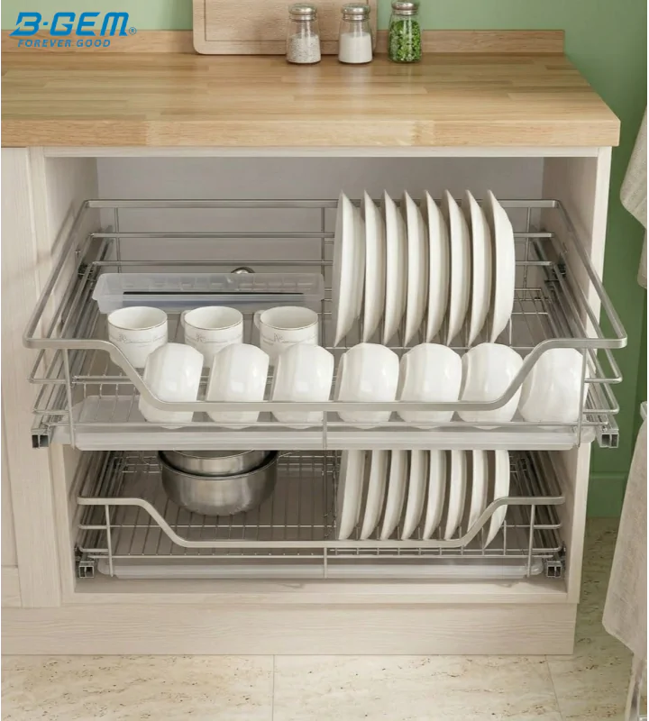 GIÁ BÁT ĐĨA NAN DẸT INOX 304 CAO CẤP, HỆ DẪN HƯỚNG CHỐNG RUNG BGKC02A