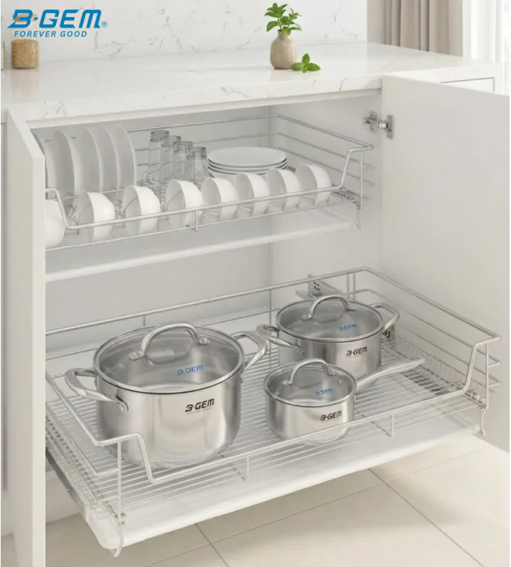 GIÁ XOONG NỒI NAN DẸT INOX 304 CAO CẤP, HỆ DẪN HƯỚNG CHỐNG RUNG BGKC02B