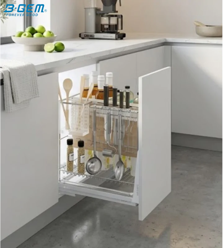 KỆ DAO THỚT NAN DẸT INOX 304 RAY GIẢM CHẤN BGKDT02