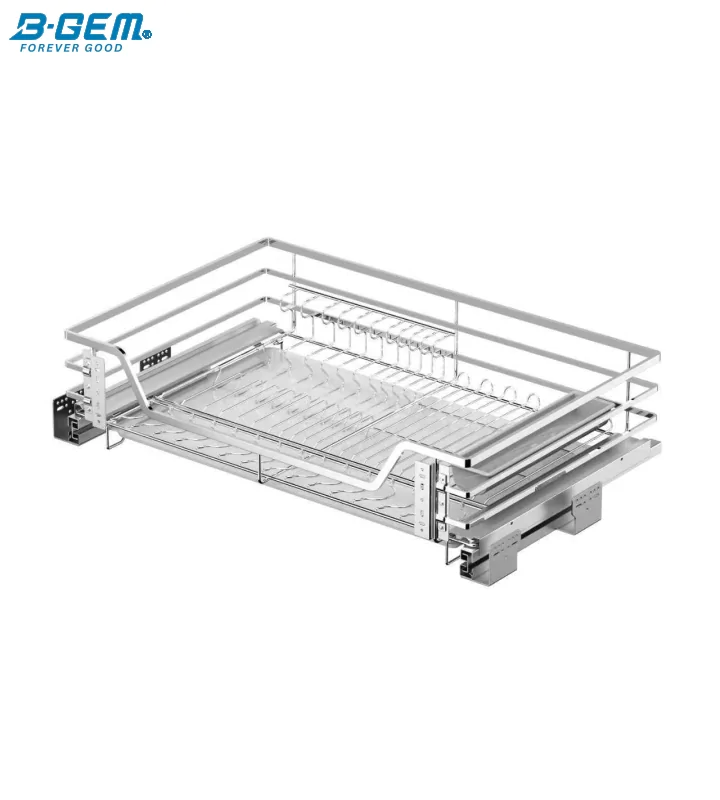 GIÁ BÁT ĐĨA NAN DẸT INOX 304 CAO CẤP, HỆ DẪN HƯỚNG CHỐNG RUNG BGKC02A