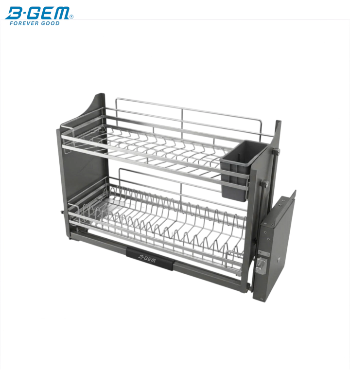 KỆ BÁT ĐĨA NÂNG HẠ THÔNG MINH - NAN DẸT INOX 304 BGKC01