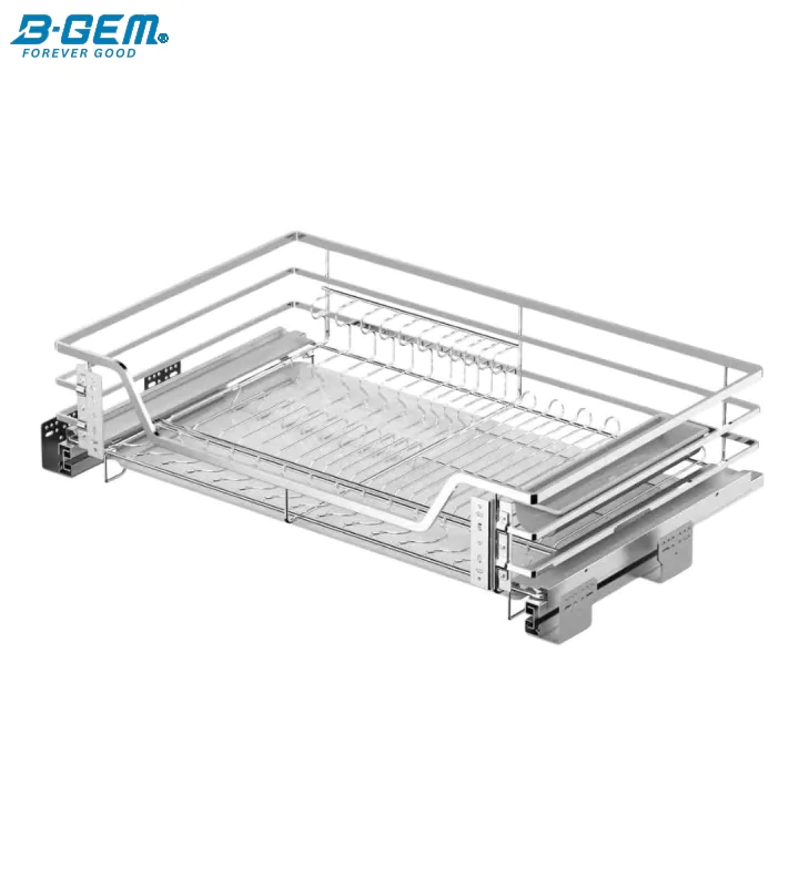 GIÁ BÁT ĐĨA NAN DẸT INOX 304 CAO CẤP, HỆ DẪN HƯỚNG CHỐNG RUNG BGKC02A